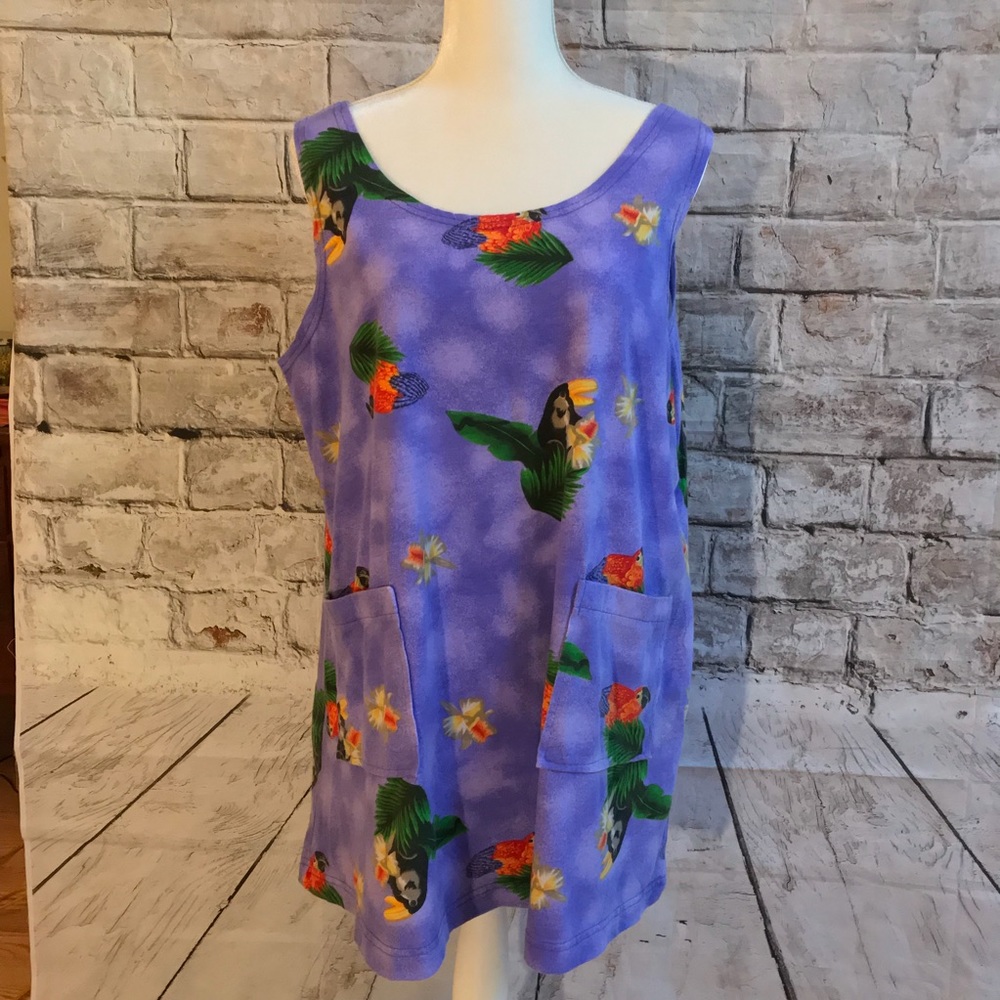 Beach Coverup Dress Purple Sz XL Pockets